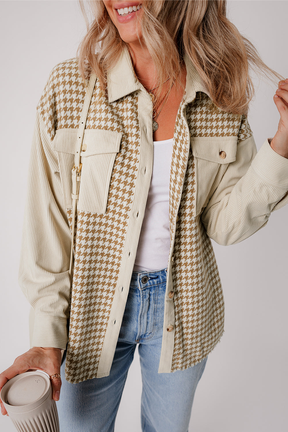 Nataly Corduroy Patchwork Flap Pocket Shacket-0
