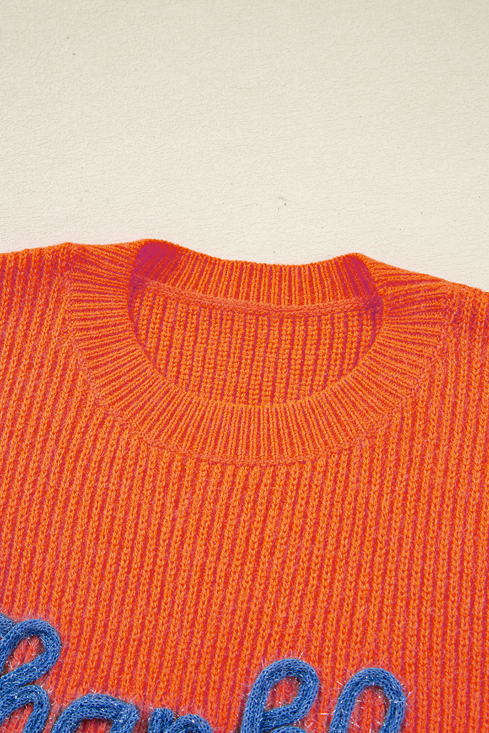 Vitality Orange Thankful for my queens Ribbed Knit Drop Shoulder Graphic Sweater