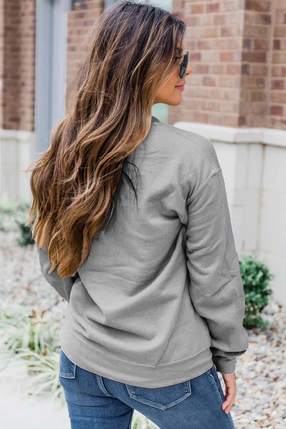 Gray game day Printed Round Neck Sweatshirt