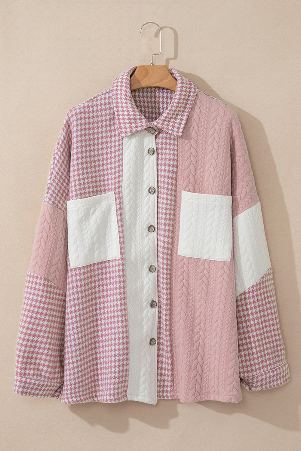 Luna Houndstooth Loose Shacket-5