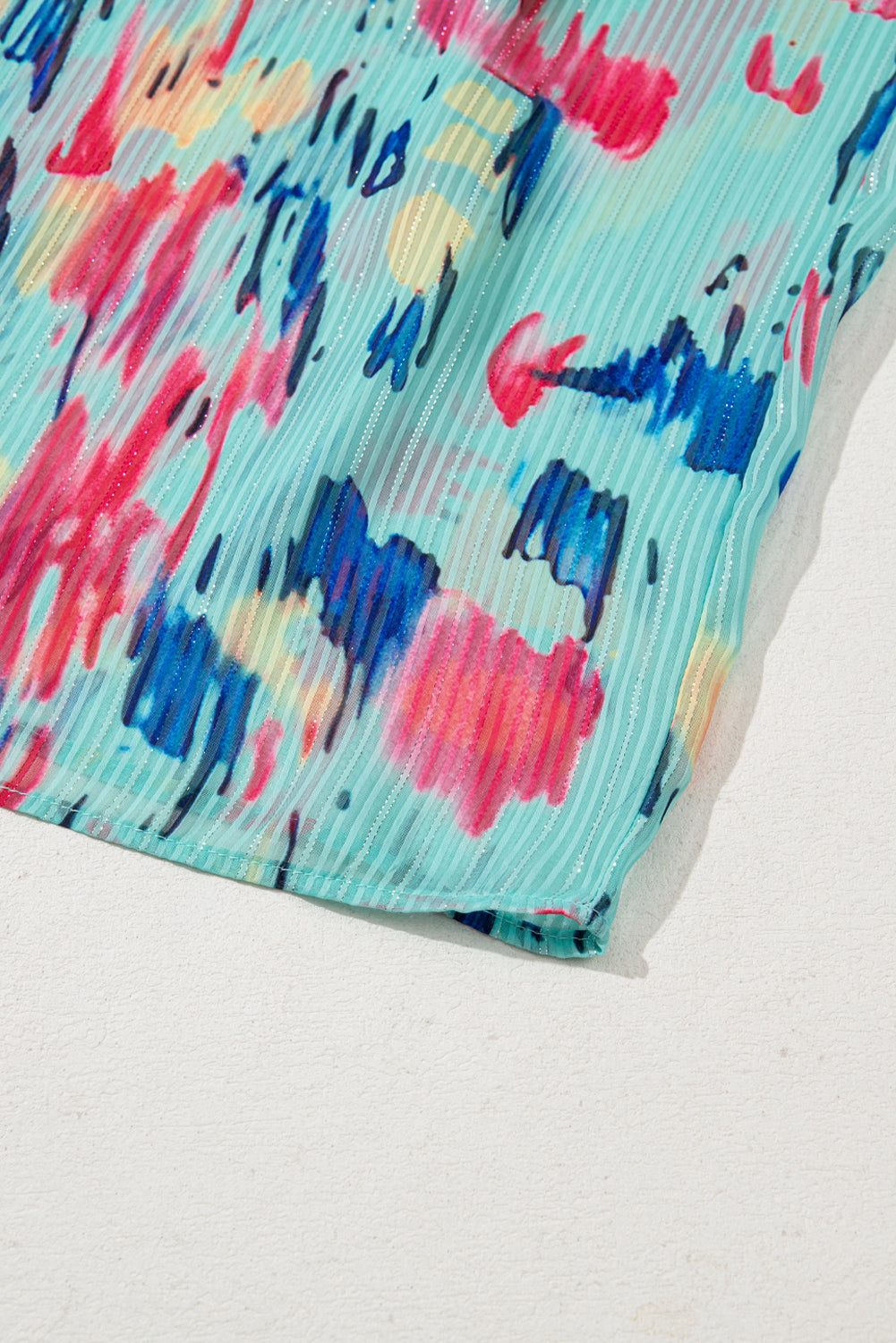 Sky Blue Abstract Print Short Puff Sleeve Tiered Maxi Dress