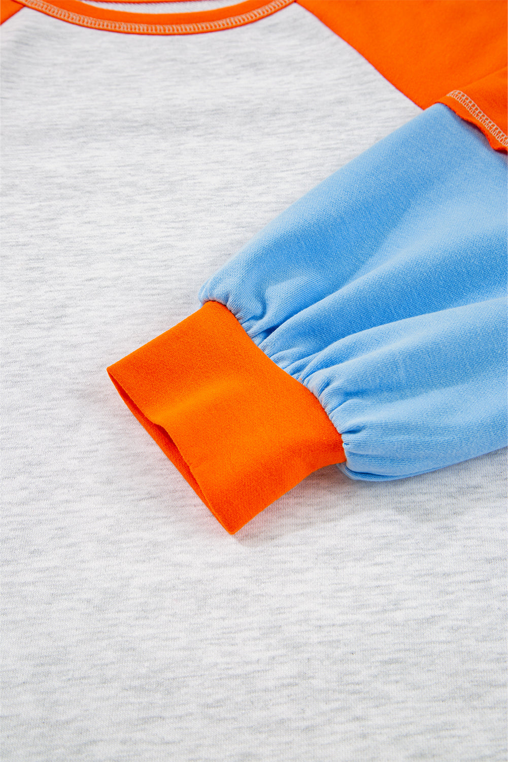 Light Grey Colorblock Raglan Sleeve Loose Fit Top