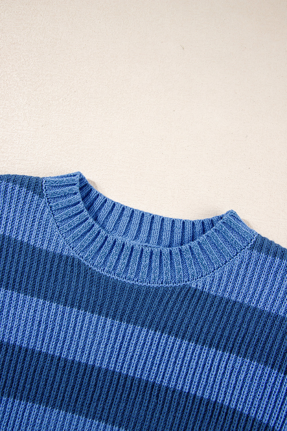 Blue Striped Drop Shoulder Casual Sweater