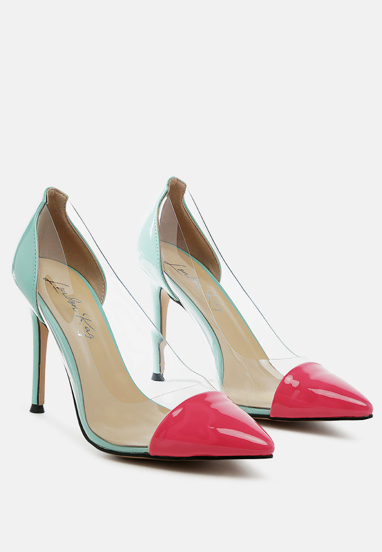 Candace Clear Patent Faux Leather Detail Pumps-2