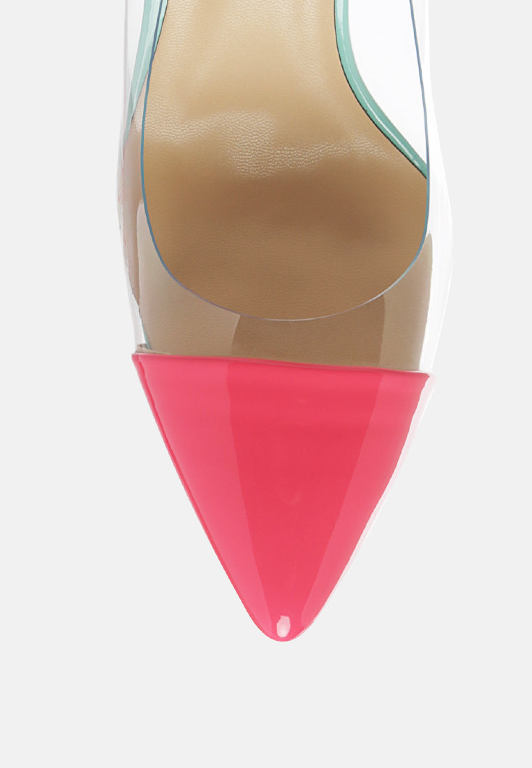 Candace Clear Patent Faux Leather Detail Pumps-4