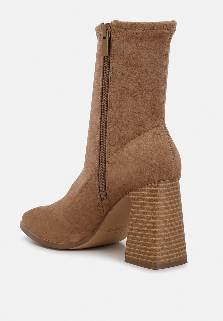 Candid High Ankle Flared Block Heel Boots-2