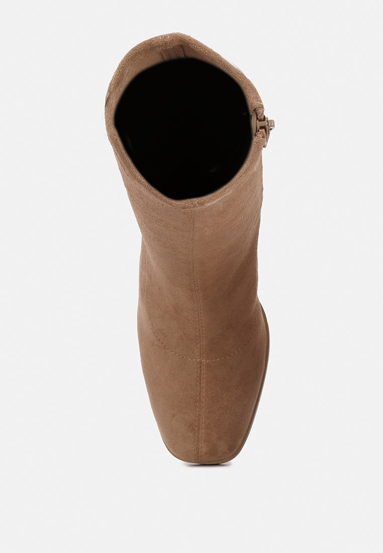 Candid High Ankle Flared Block Heel Boots-3