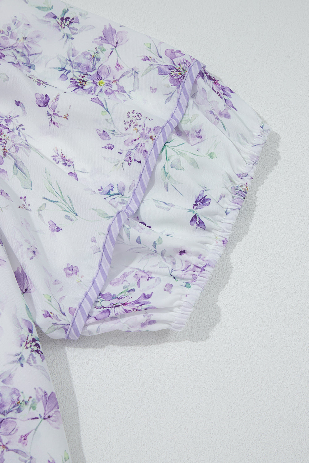 Purple Floral Print Split Neck Plus Size Top