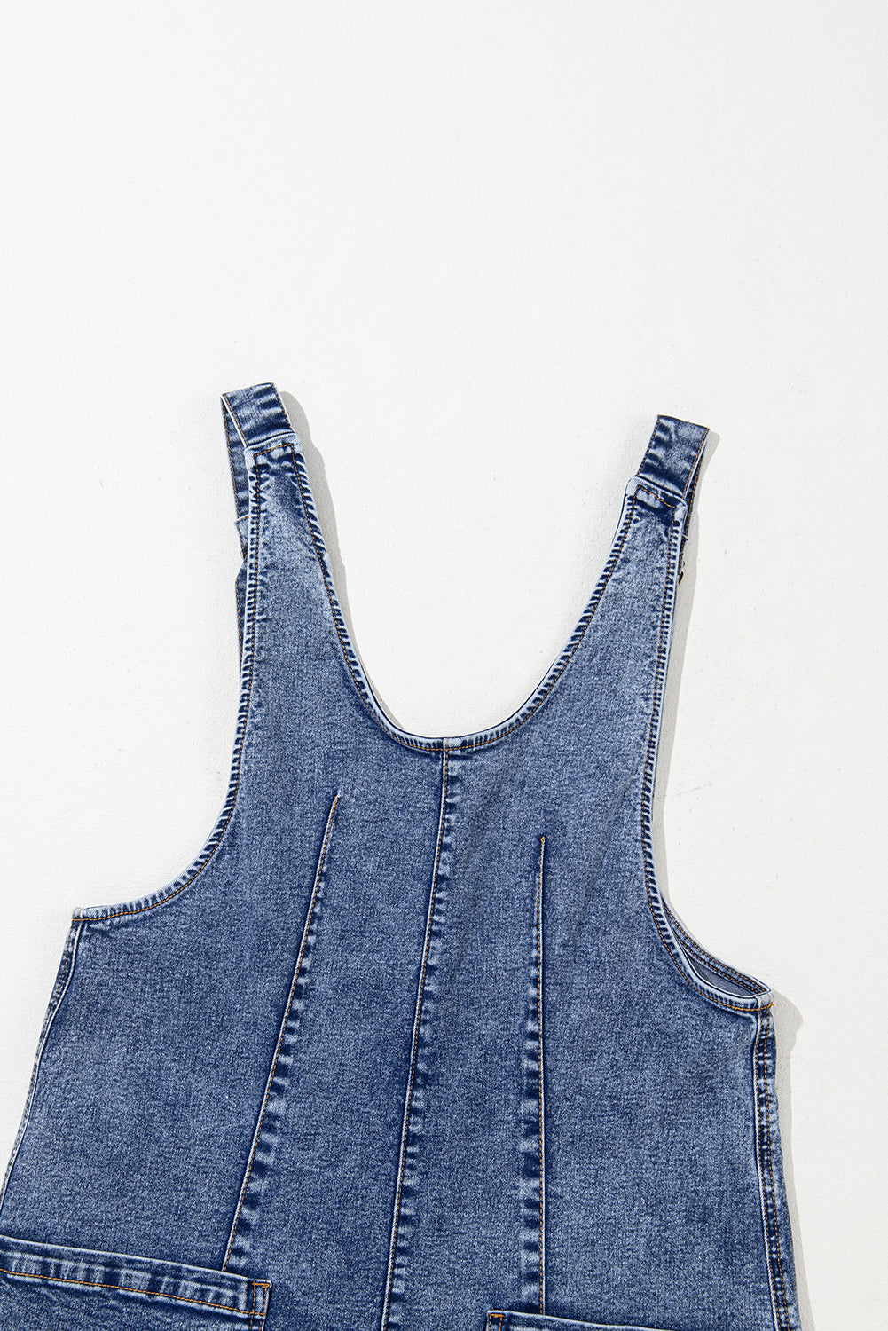 Dusk Blue Sleeveless U Neck Pocket Denim Romper