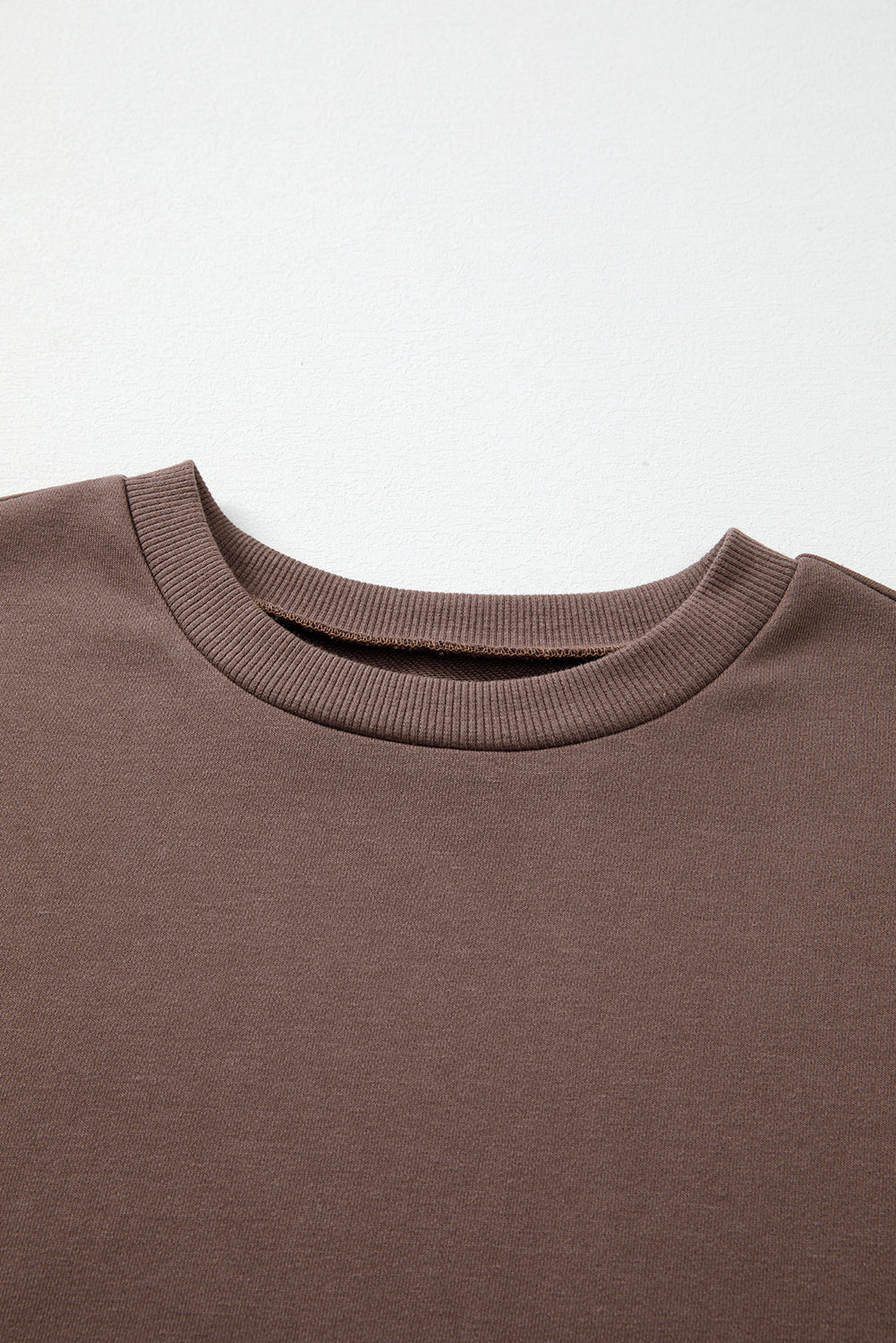 Dark Khaki Colorblock Drop Shoulder Pullover Casual Sweatshirt