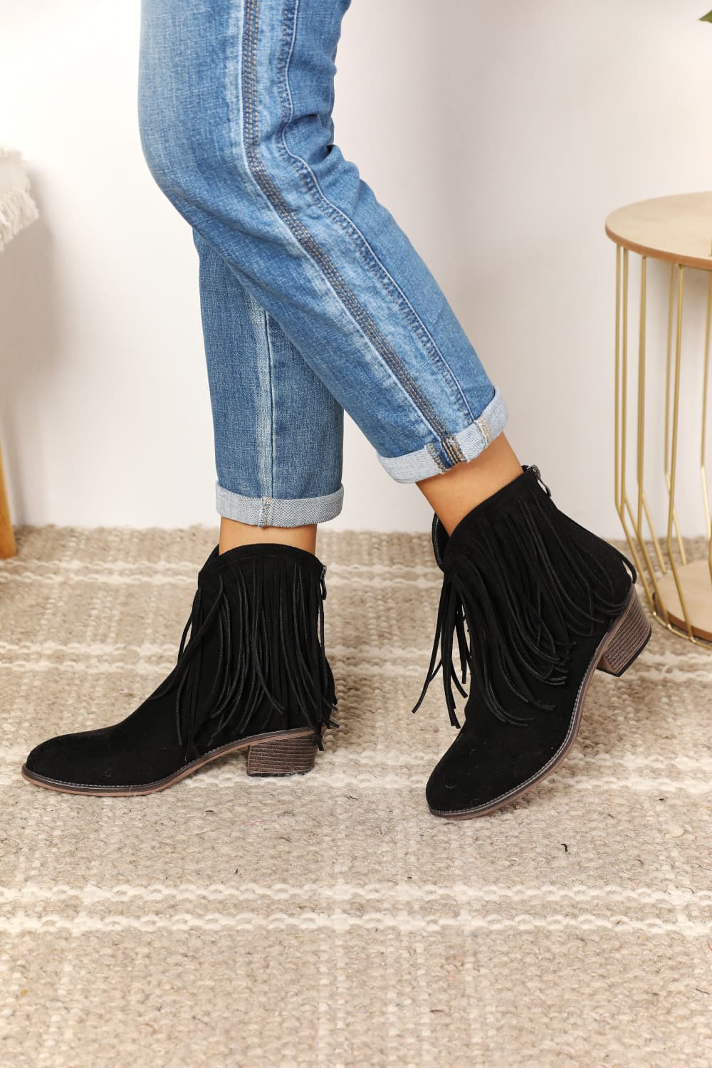 Legend Women's Fringe Cowboy Western Ankle Boots-1