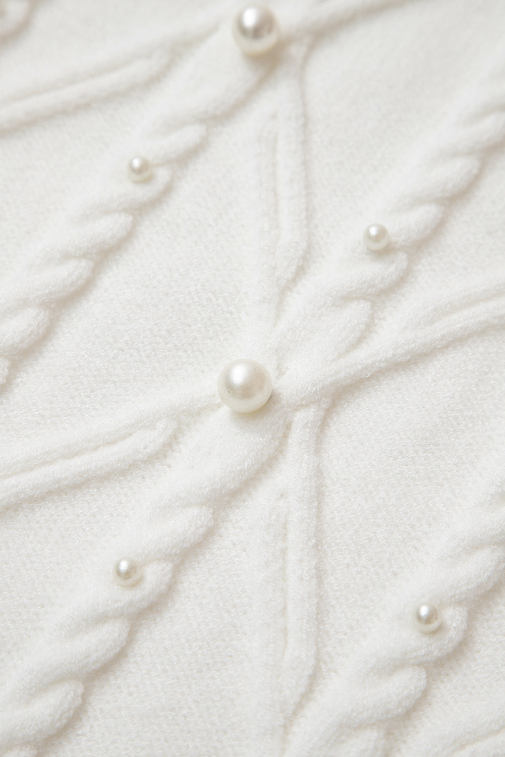 White Pearl High Neck Textured Knit Sweater Vest