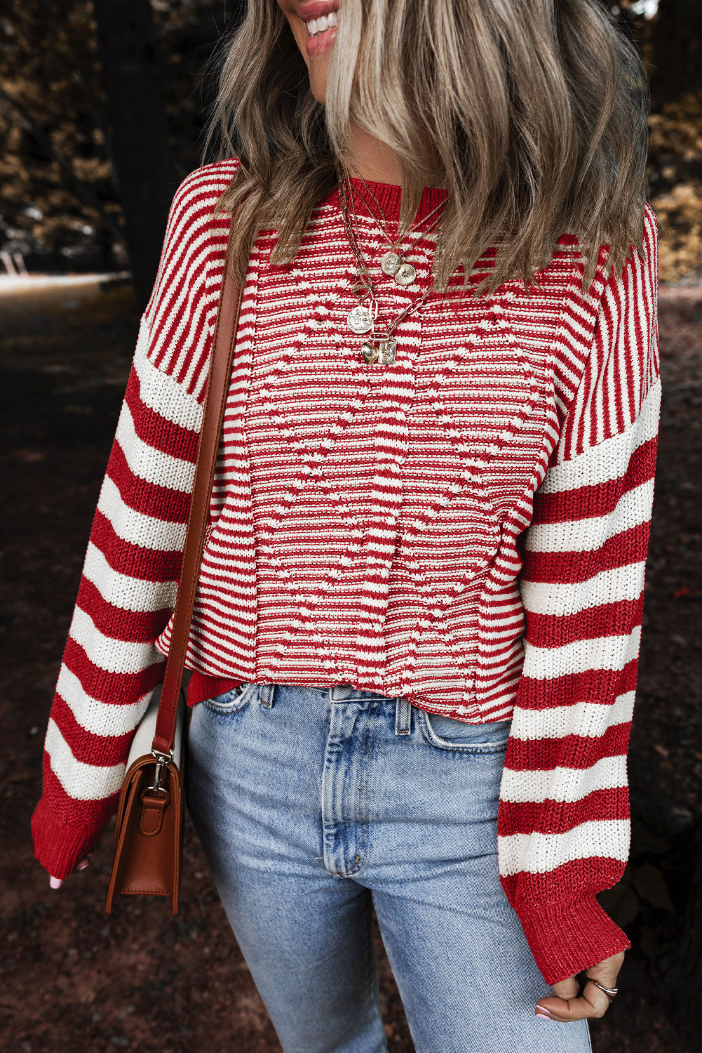 Emily Stripe Textured Sweater-0