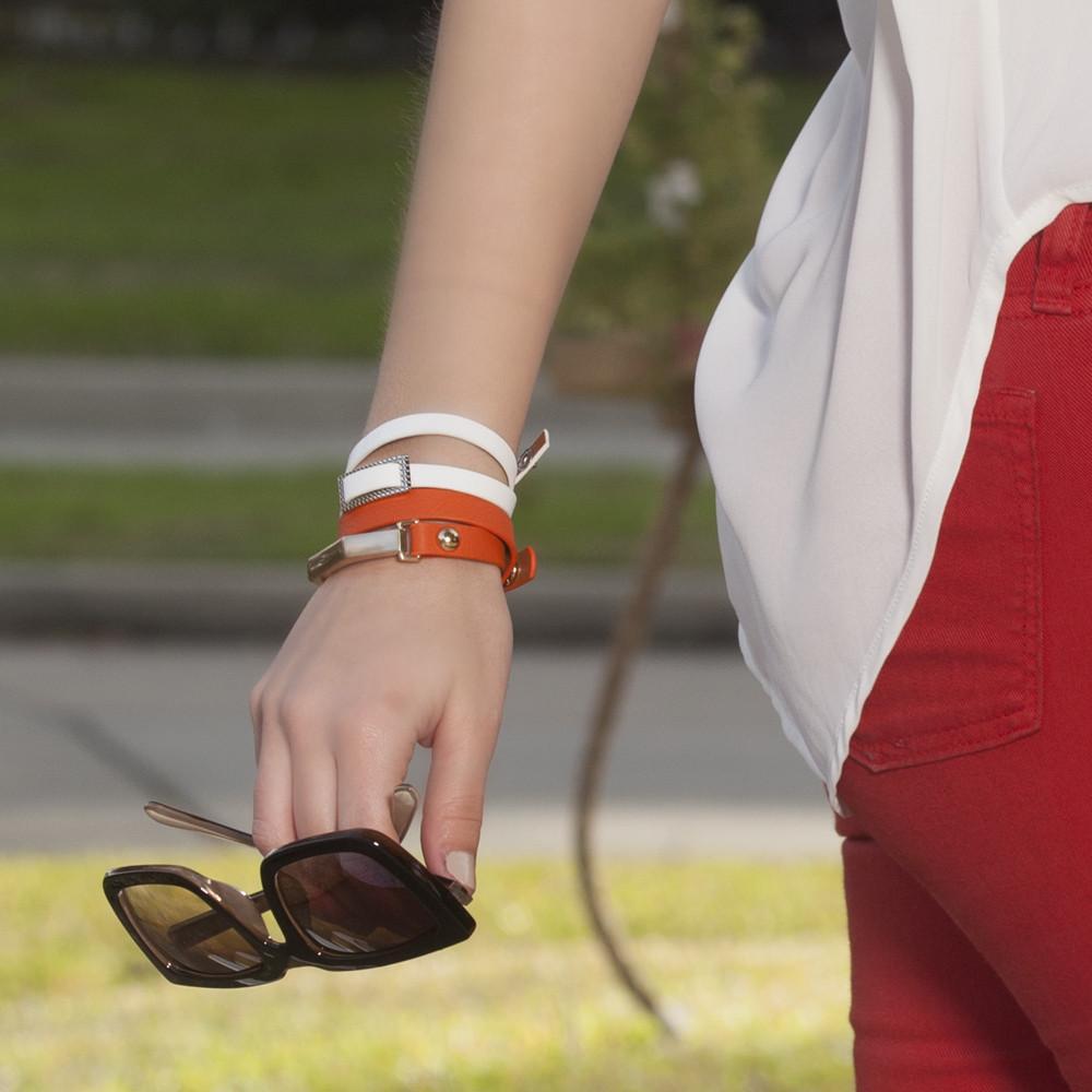 Sash Leather Bracelet- Orange-1