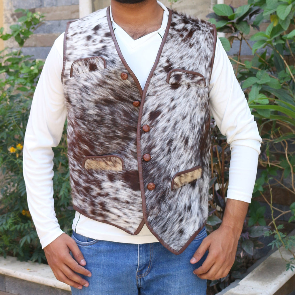 Men's Cowhide Vest Men's Real Real Hair On Cow Skin waistcoat