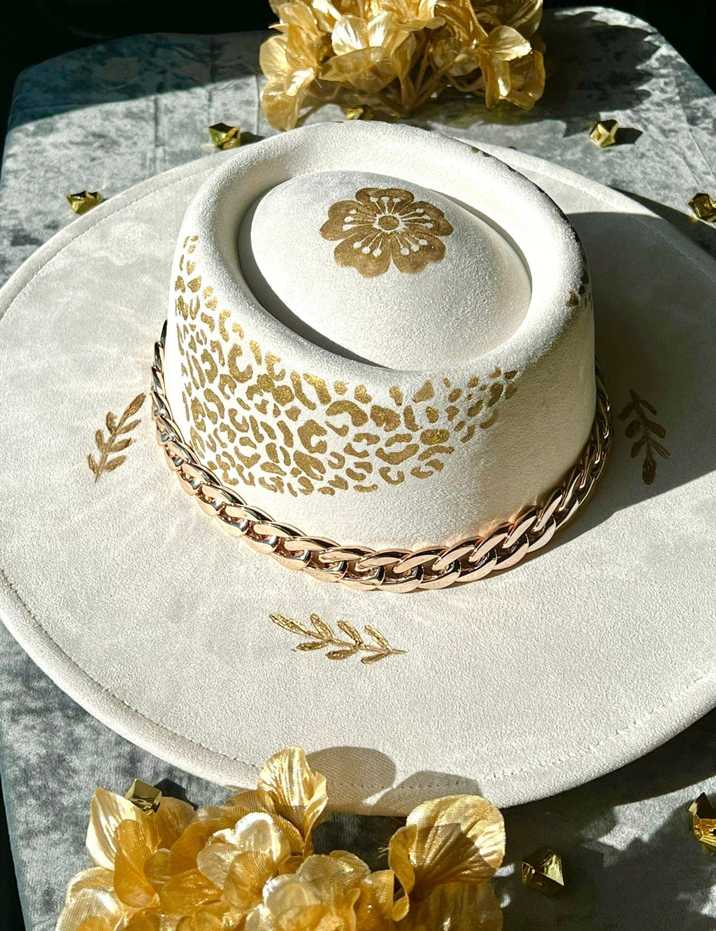 Custom handcrafted Gold Bliss Fedora-0