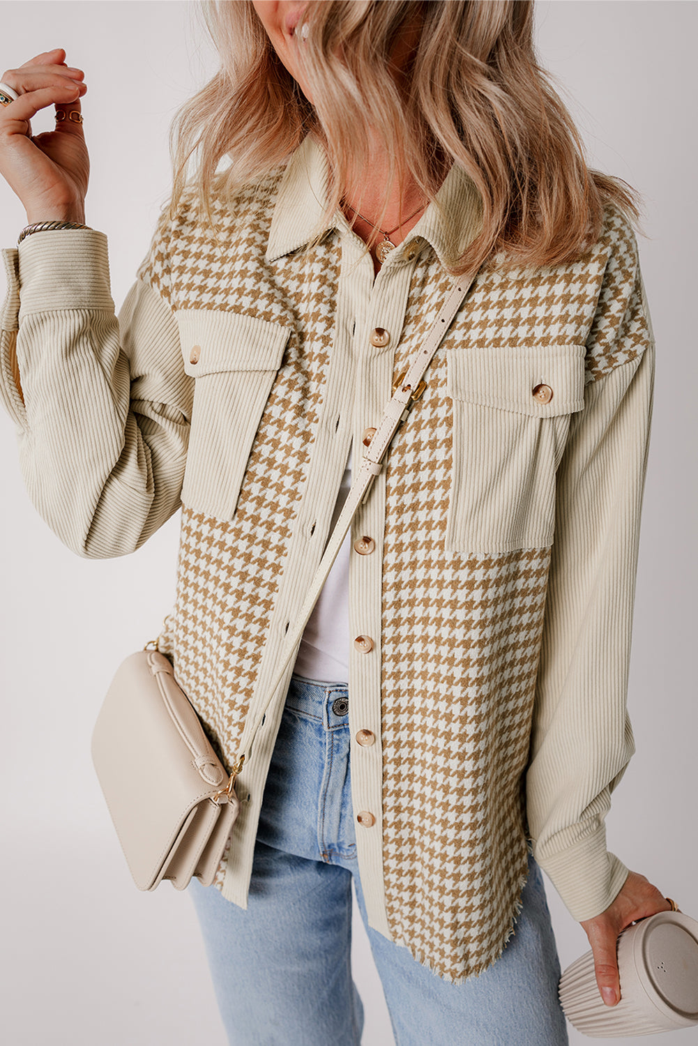Nataly Corduroy Patchwork Flap Pocket Shacket-2
