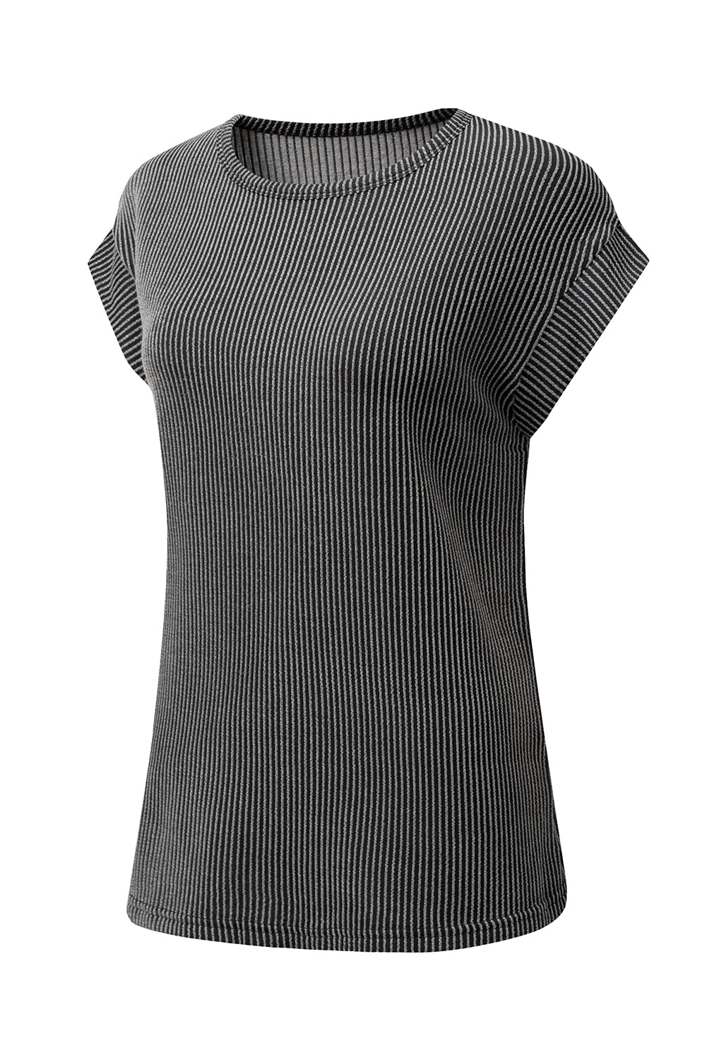 Carbon Grey Twisted Ribbed Textured Plain T Shirt