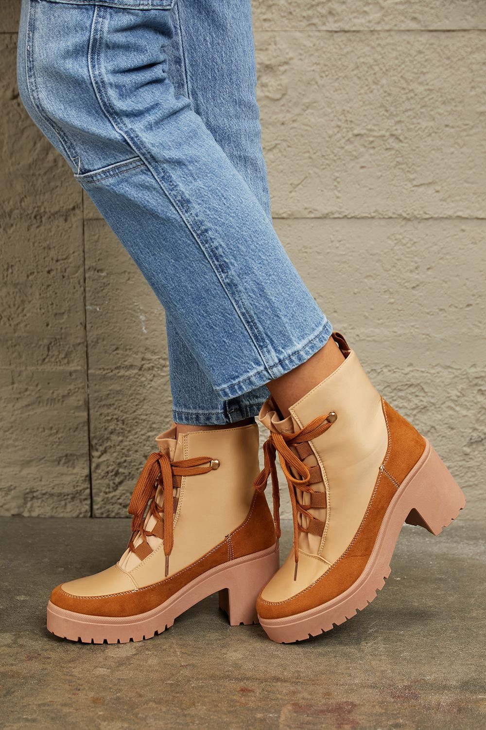 East Lion Corp Lace Up Lug Booties-3