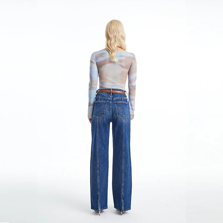 Bayeas Wide Leg Jeans with Finished Hem