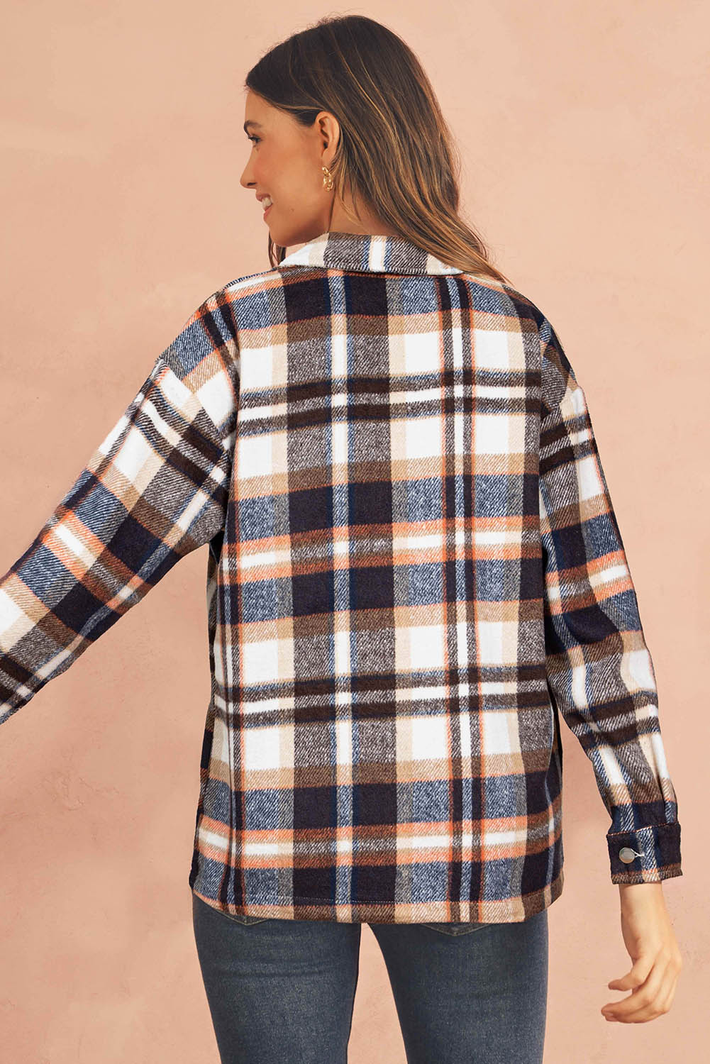 Multicolor Plaid Casual Button Up Flannel Shacket