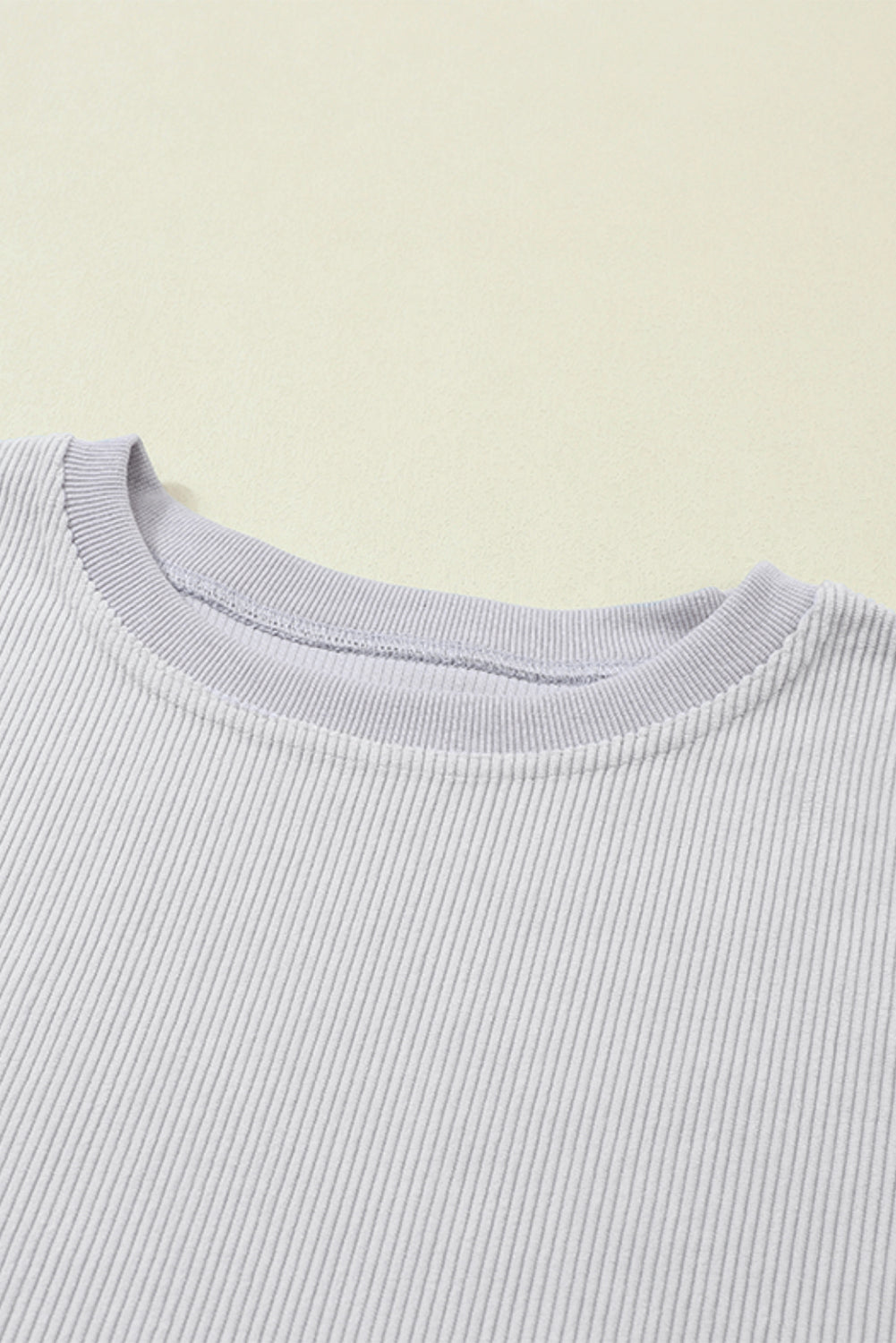 Light Grey Drop Shoulder Rib Knit Oversized Sweatshirt