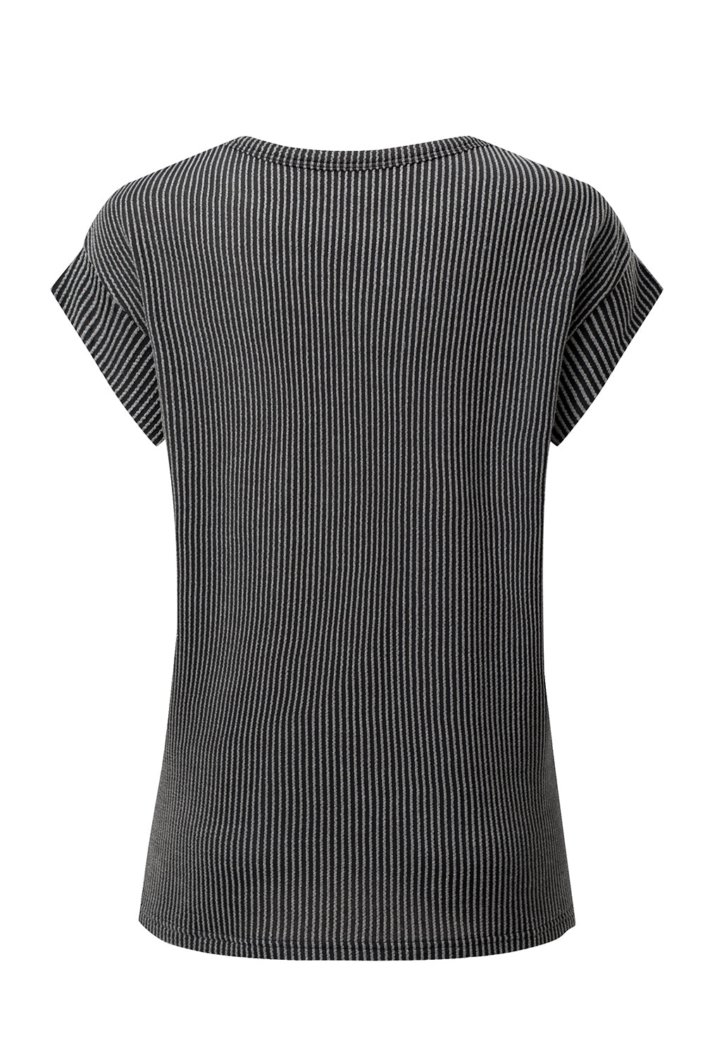 Carbon Grey Twisted Ribbed Textured Plain T Shirt