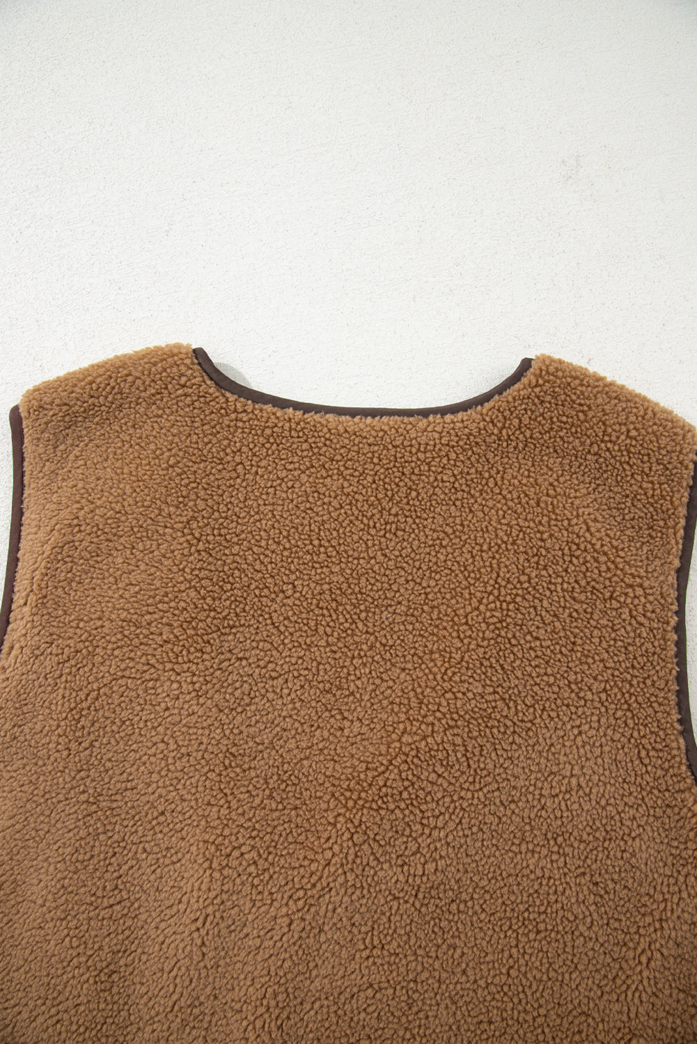 Light French Beige Fleece Tie Front Winter Vest