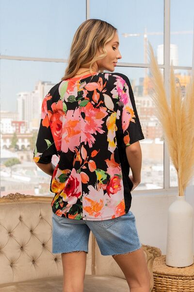 Sew In Love Full Size Floral Round Neck Short Sleeve T-Shirt-1