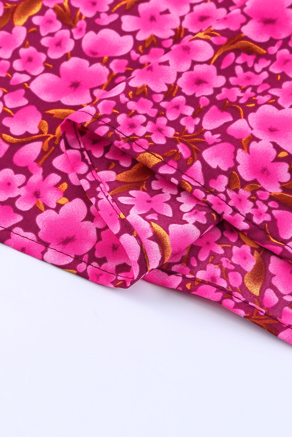 Rose Floral Print Ruffle Sleeve Plus Size Shift Top