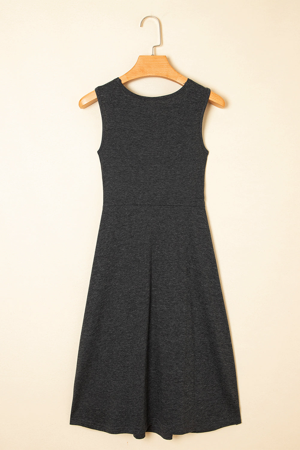 Carbon Grey Twisted Bust V Neck Sleeveless Dress
