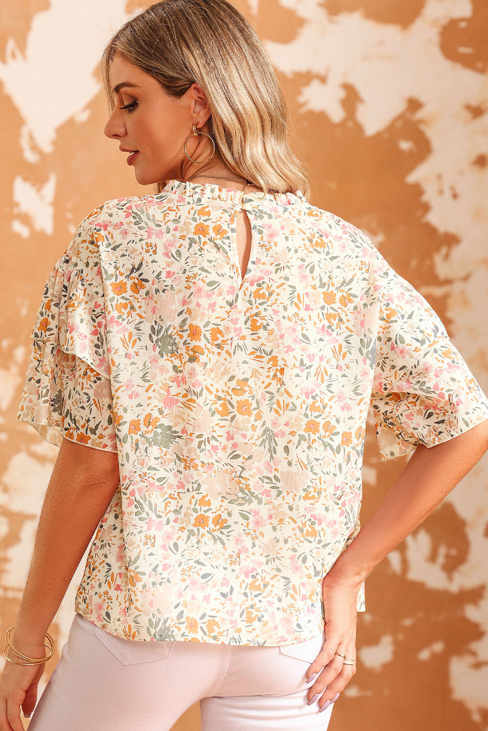 Karsyn Floral Print Wide Ruffle Sleeves Blouse-1