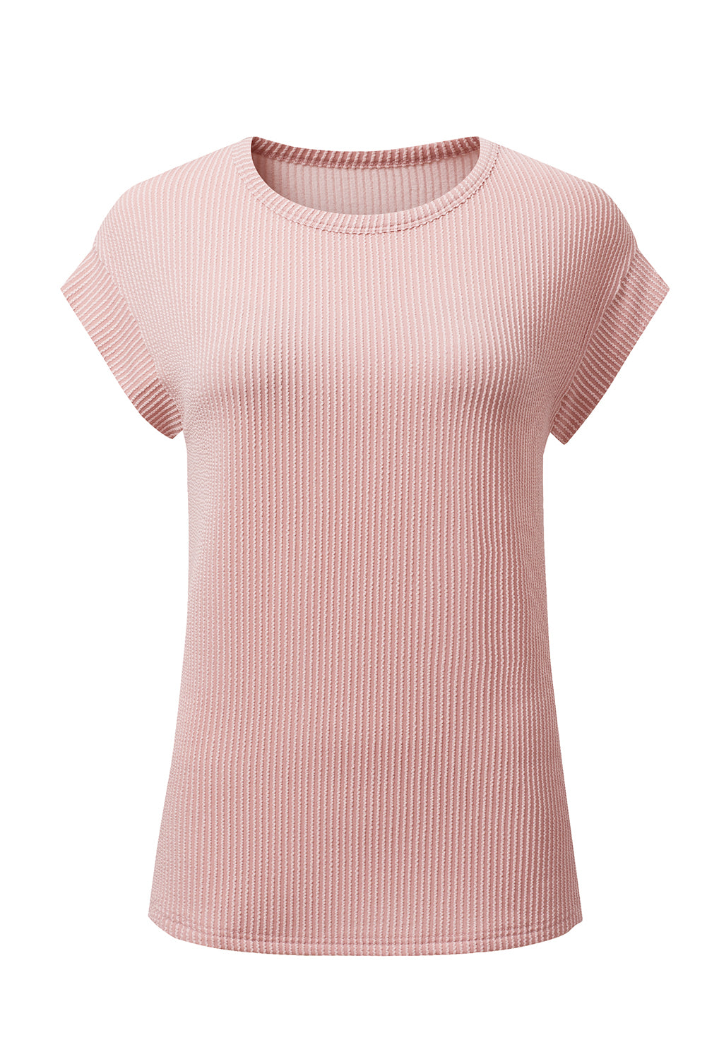 Sepia Rose Twisted Ribbed Textured Plain T Shirt