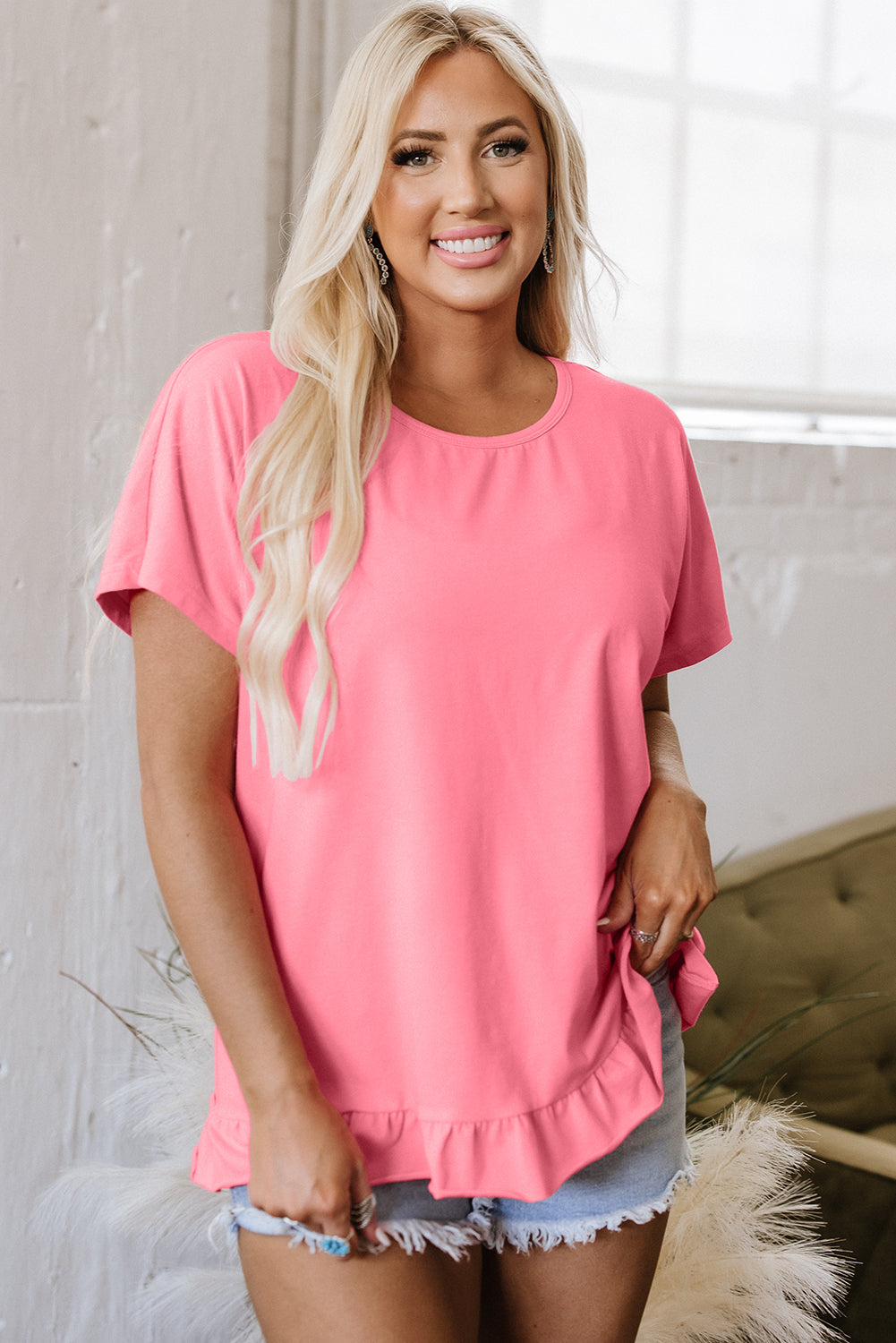 Kimber Frilled Hem Loose Top-0