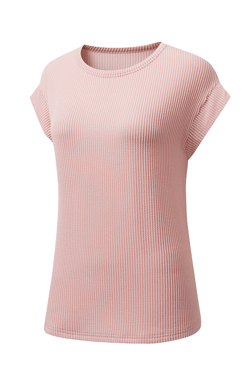 Sepia Rose Twisted Ribbed Textured Plain T Shirt