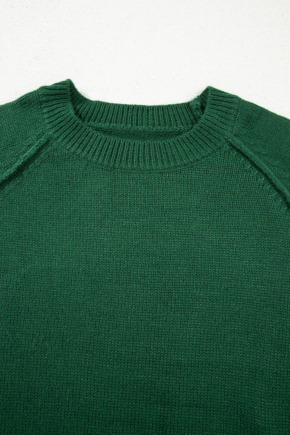 Evergreen Plain Raglan Sleeve Crew Neck Sweater