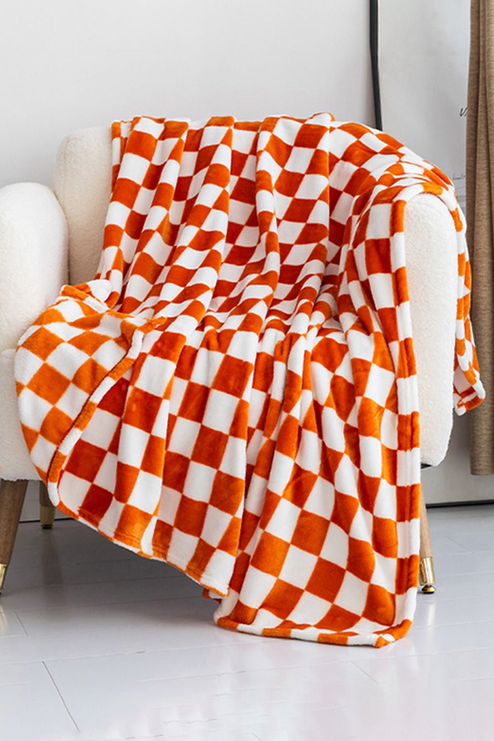 Orange Checkerboard Printed Soft Throw Blanket 120*200cm