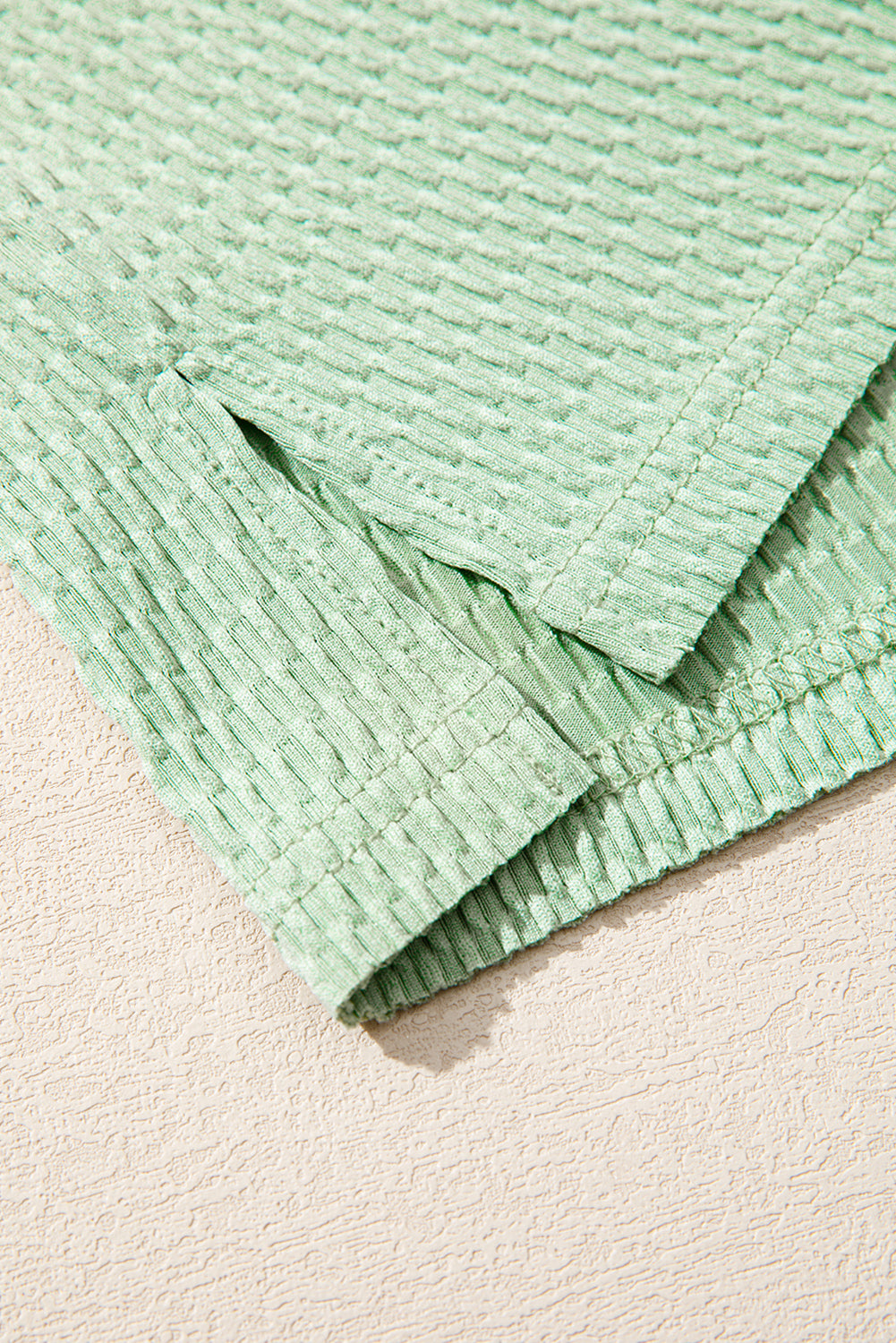 Meadow Mist Green Textured Colorblock Sleeve Henley Sweatshirt