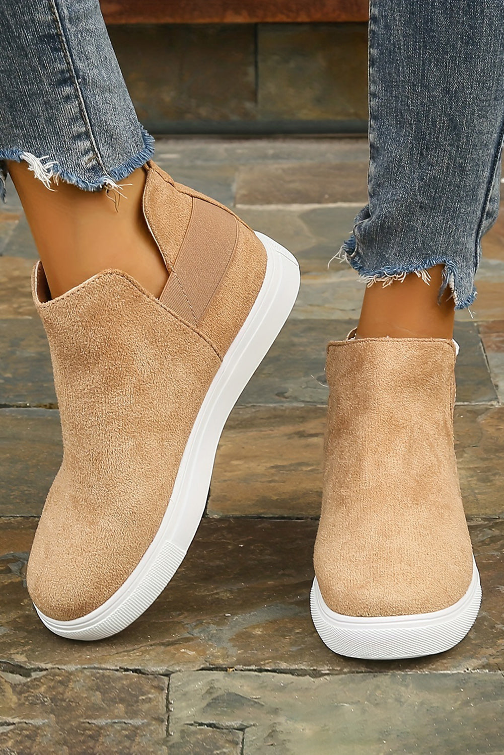 Camel High Top Slip-on Casual Boots