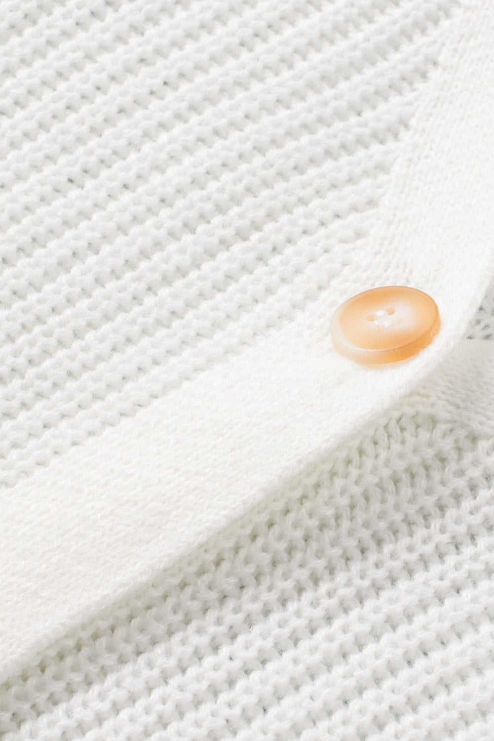 White V Neck Button Bishop Sleeve Knit Cardigan