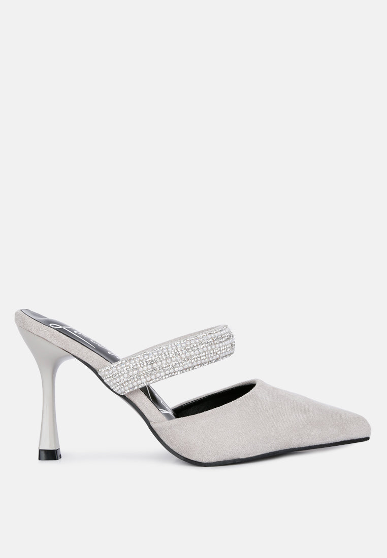 Fauci Diamante Strap Heeled Mules-5