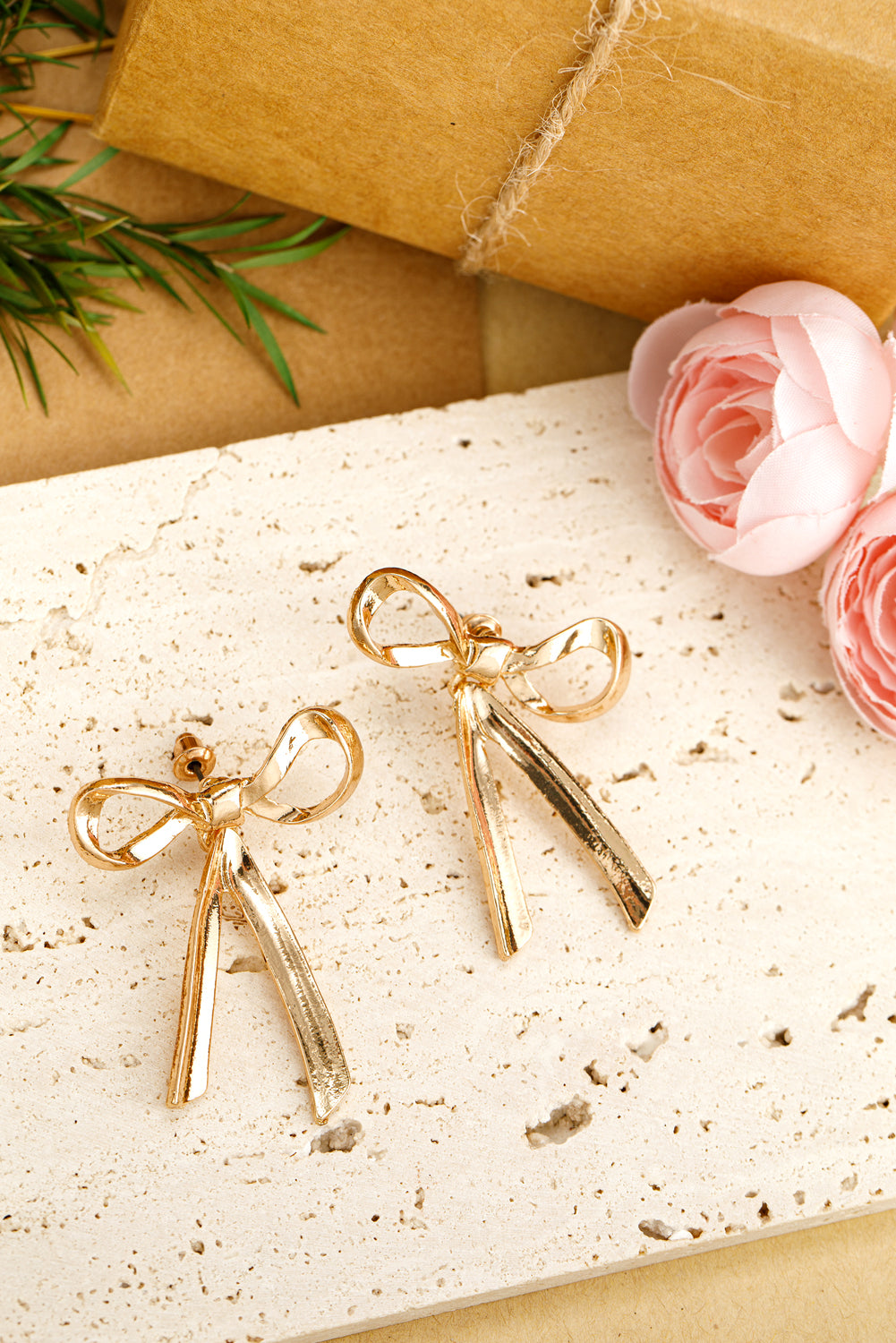 Gold Bowknot Alloy Minimalist Earrings