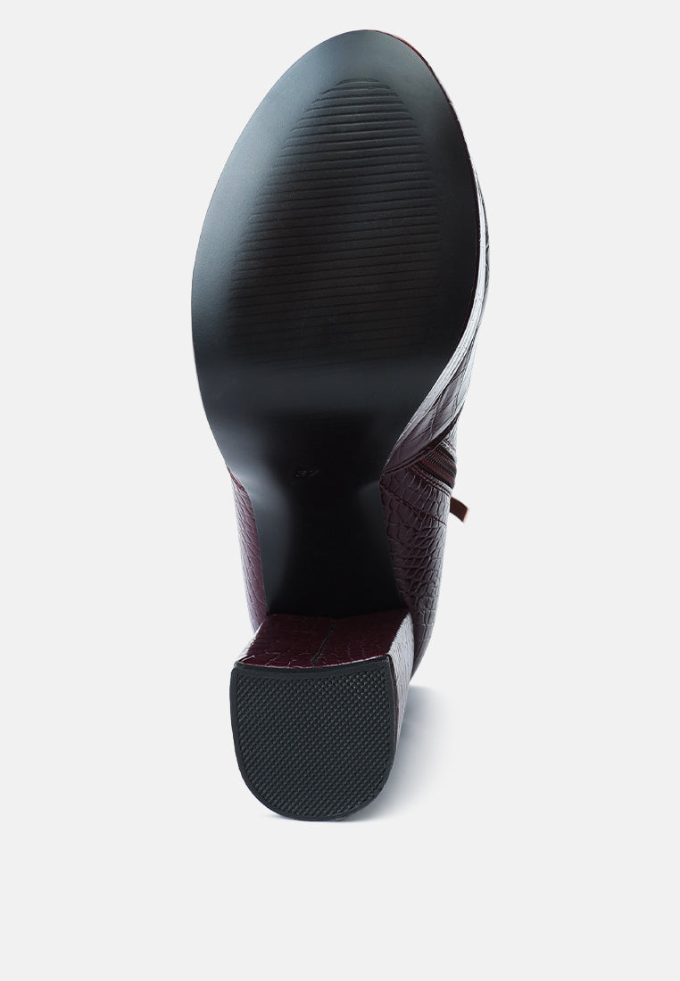 Feral High Heeled Croc Pattern Ankle Boot-4