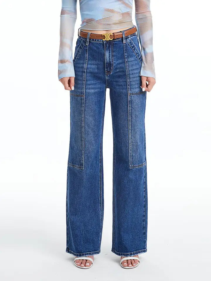 Bayeas Wide Leg Jeans with Finished Hem