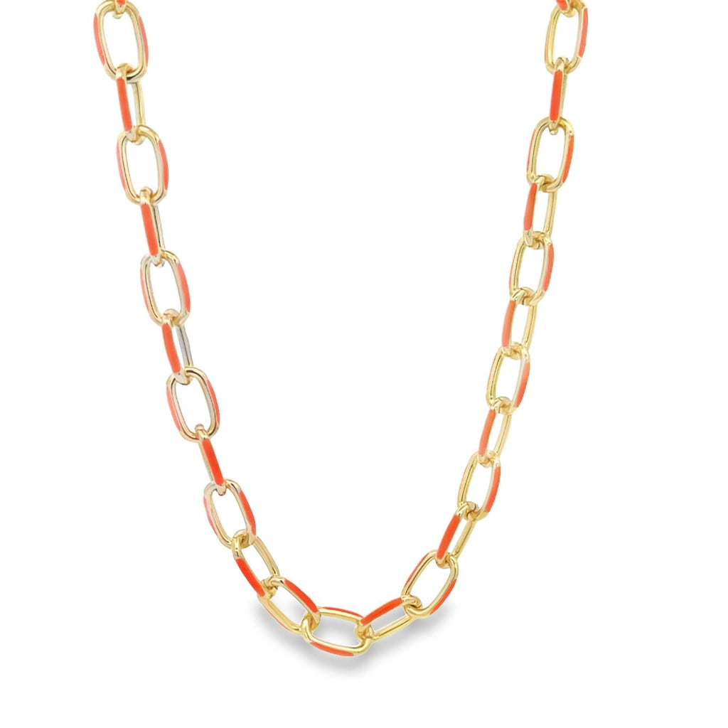 Enamel Paperclip Chain Necklace (F85/I475)-1