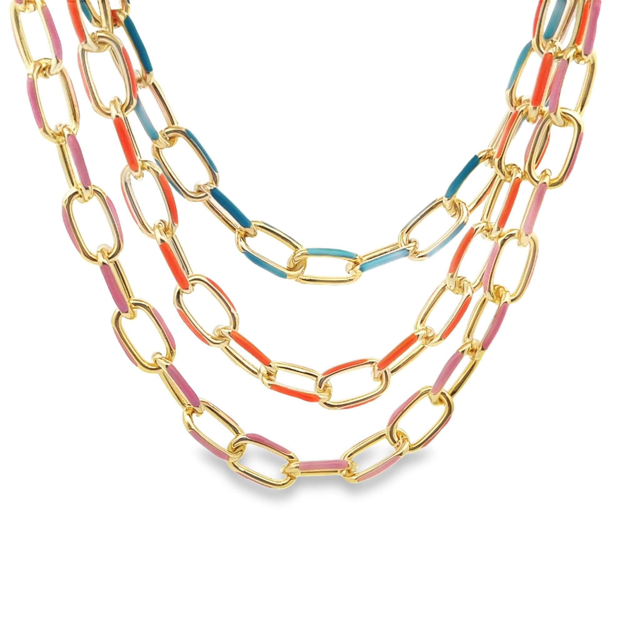 Enamel Paperclip Chain Necklace (F85/I475)-0