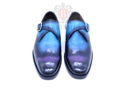 Smith II - Blue Patina Single Monk Shoes-2