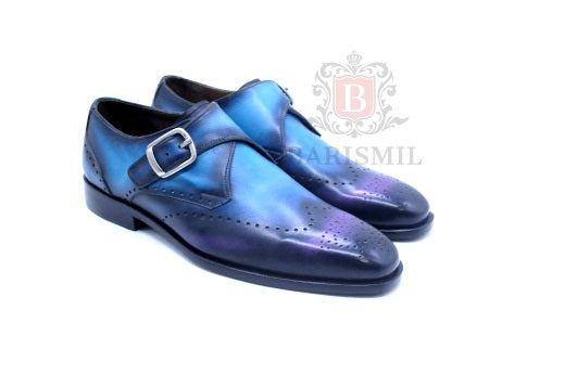 Smith II - Blue Patina Single Monk Shoes-0