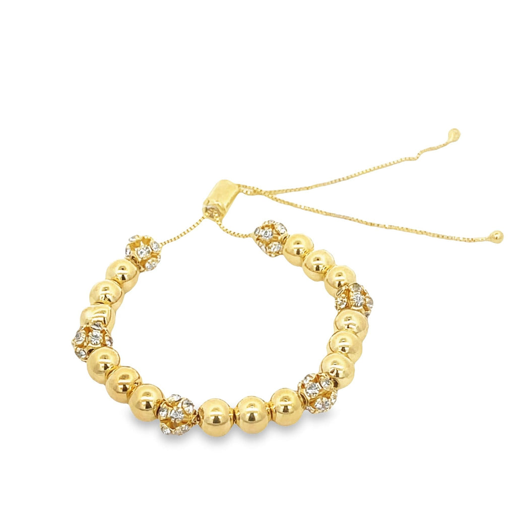 18K Gold Filled CZ Beaded Adjustable Bracelet (I565)-1