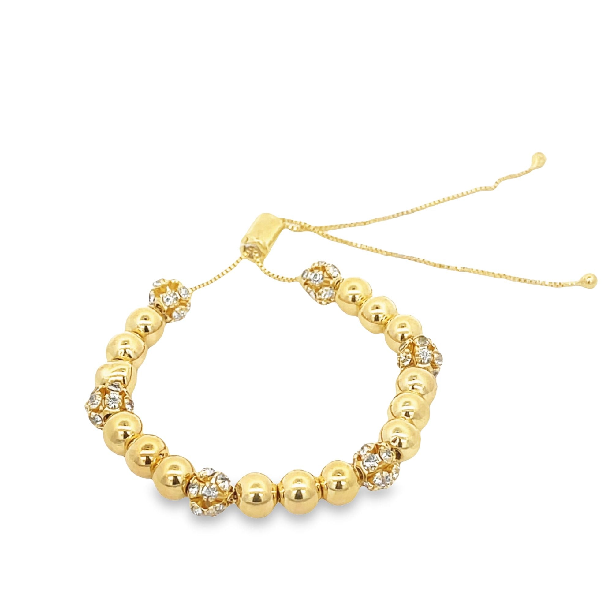 18K Gold Filled CZ Beaded Adjustable Bracelet (I565)-1